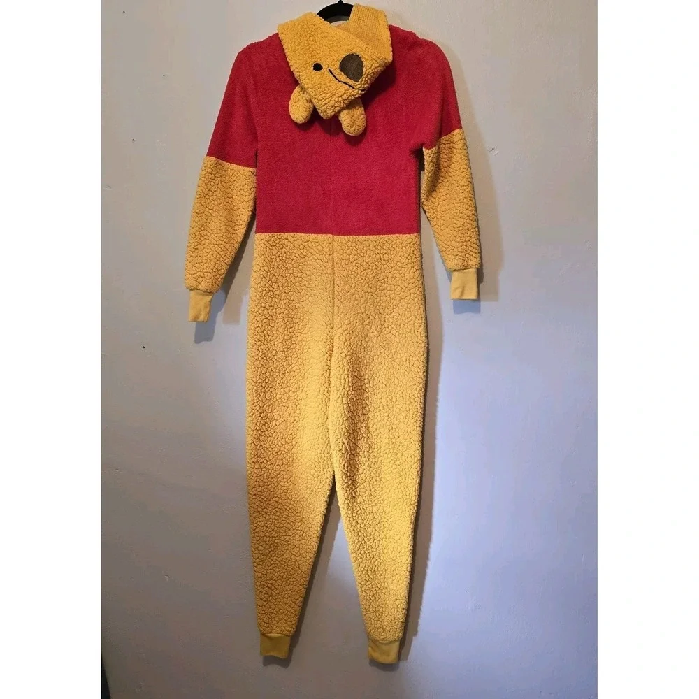 Disney Winnie the Pooh Sz XSM Hooded Zip Costume/Pajama Fleece Halloween Bear
